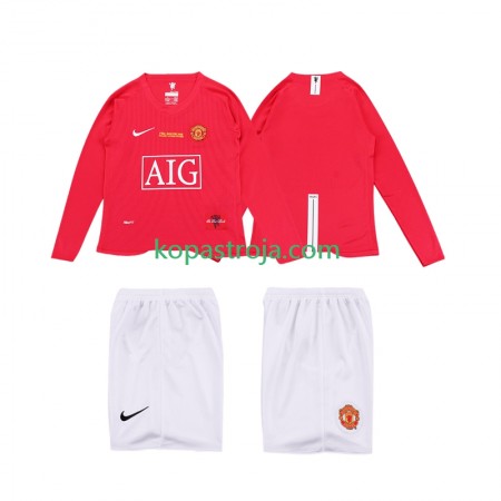 Billiga Fotbollströjor Manchester United Premier League 2008 2009 Retro Barn Hemma tröja Långärmad